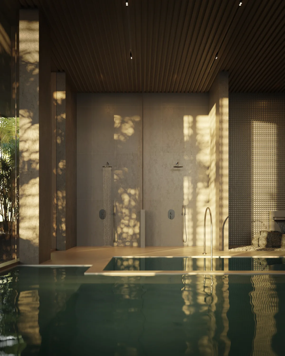 Render of the Sei Saadiyat hot and cold plunge baths, alternate view