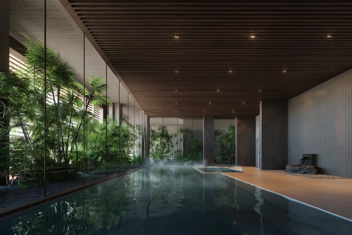 Render of the Sei Saadiyat hot and cold plunge baths