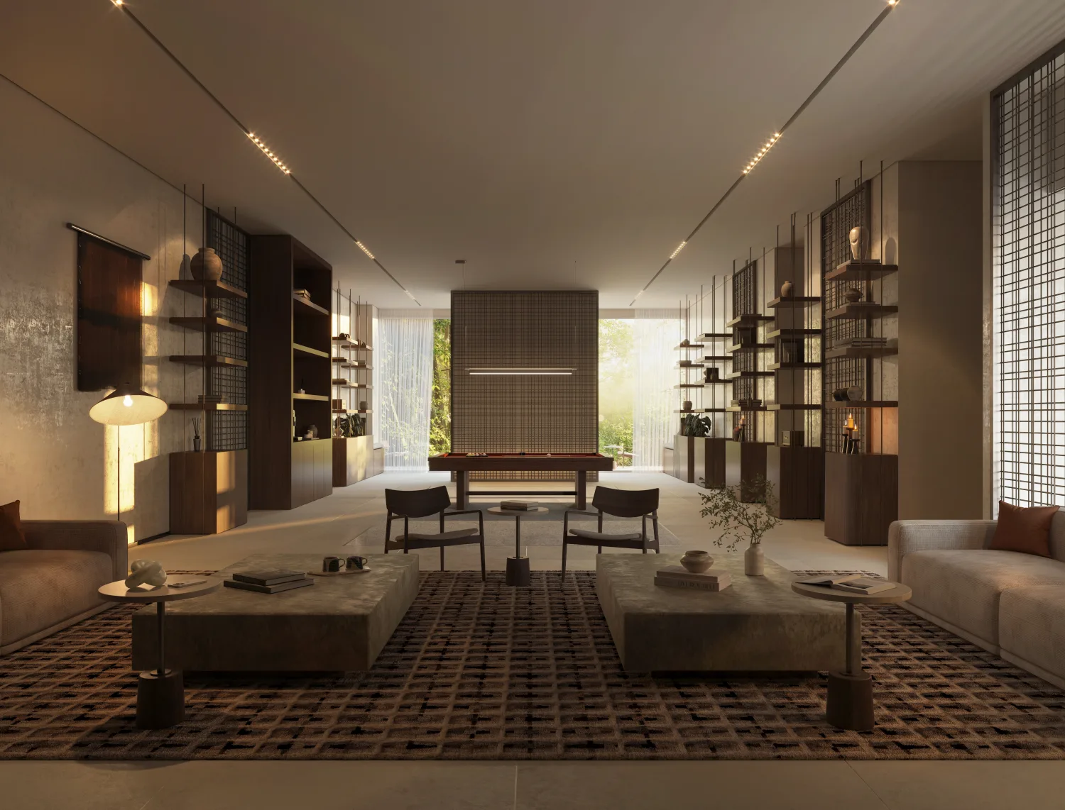 Render of the Sei Saadiyat library and gaming lounge