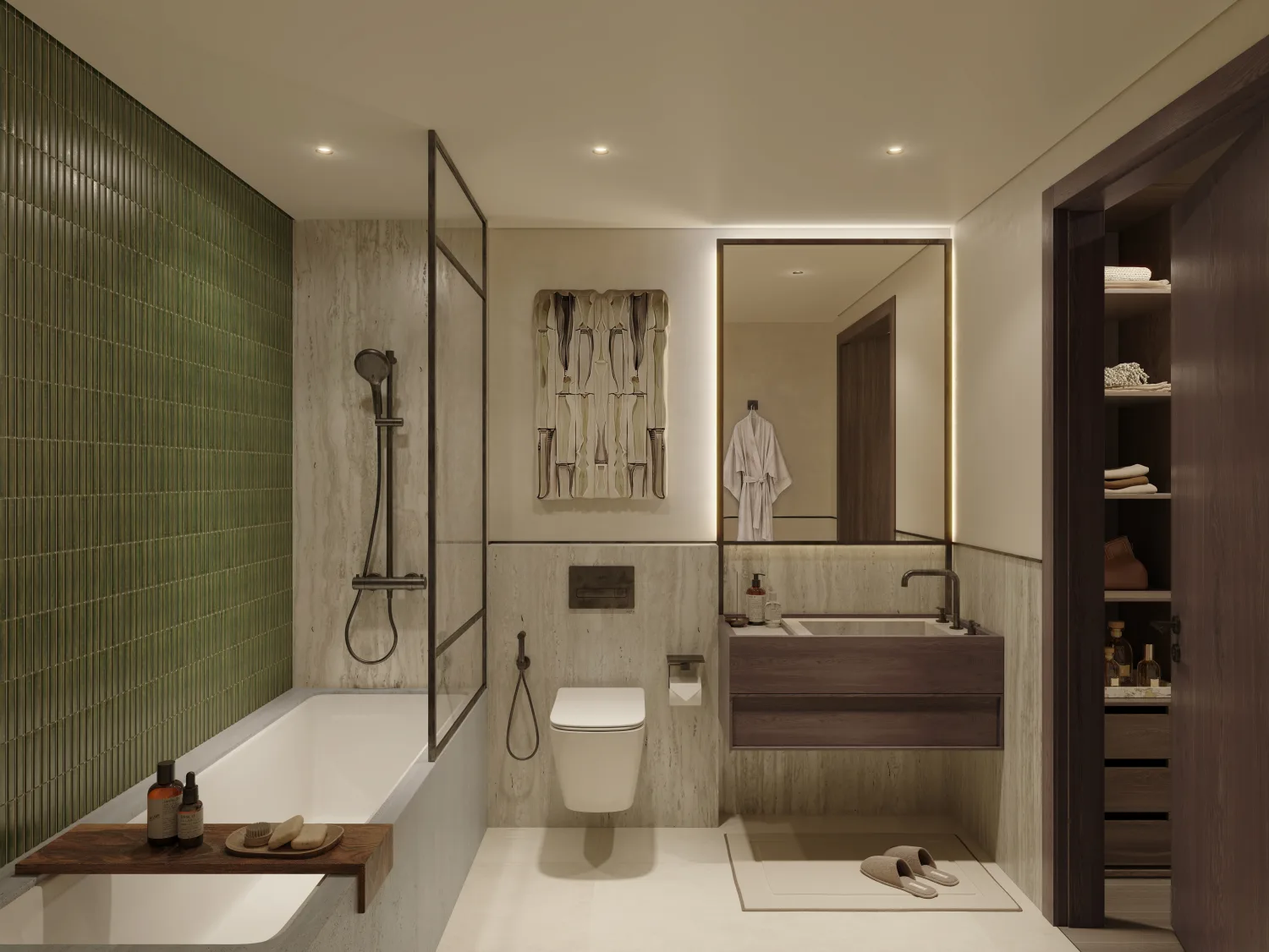 Render of a Sei Saadiyat apartment bathroom